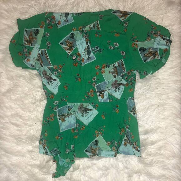 NWOT Meadow Rue by Anthropologie Green Wrap Blouse, Size 6 - Picture 3 of 3